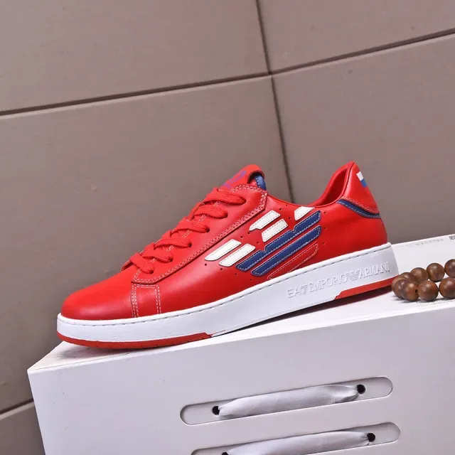 Emporio Armani EA7 Red Leather Low-Top Lifestyle Sneakers 6
