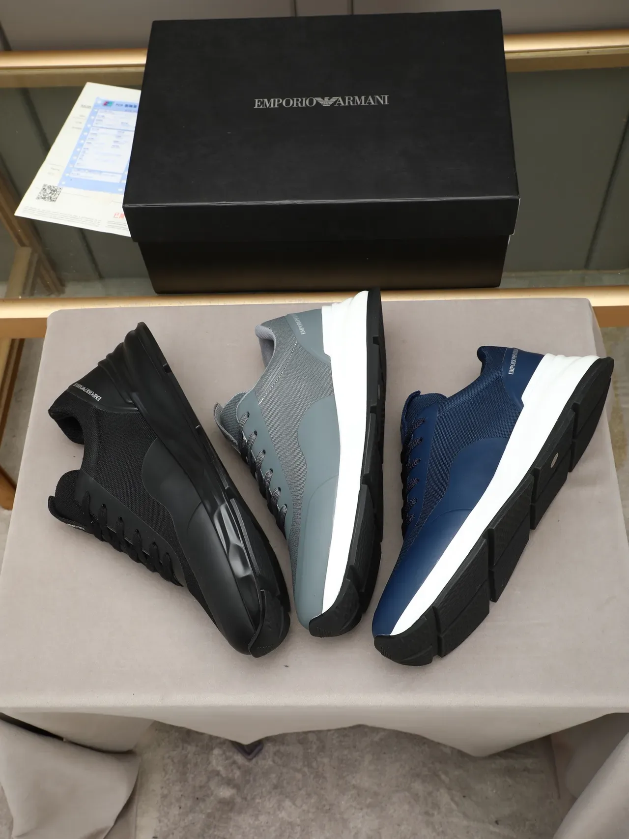 Emporio Armani Gray Mesh and Synthetic Lifestyle Sneaker 2