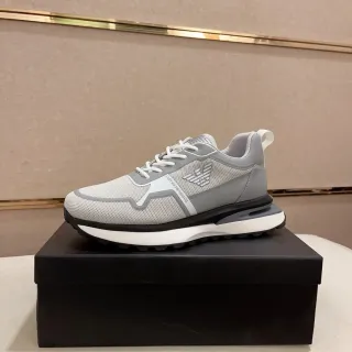 Emporio Armani Gray Mesh and Synthetic Overlay Lifestyle Sneaker