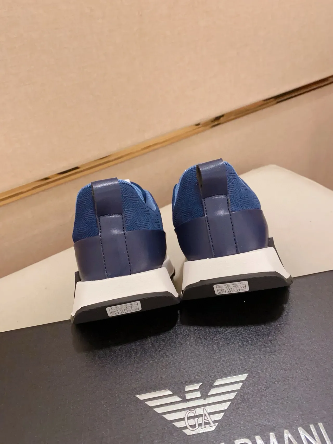 Emporio Armani Lifestyle Sneaker Navy White Slip-On Textured Upper Lifestyle Sneakers 9