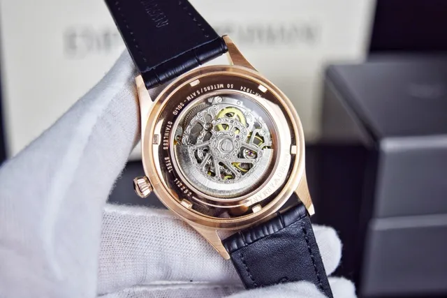 Emporio Armani Meccanico Or Blanc Esquelette Cœur Ouvert Boîtier en Or Rose Mechanical Watch 5