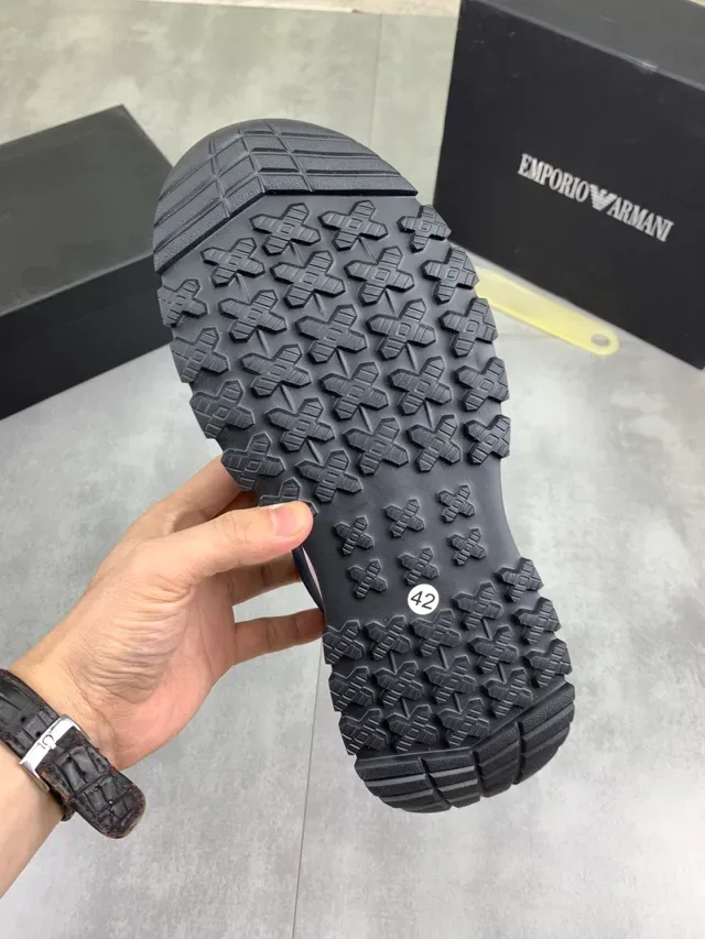 Emporio Armani Navy Knit Slip-On Lifestyle Sneakers 3