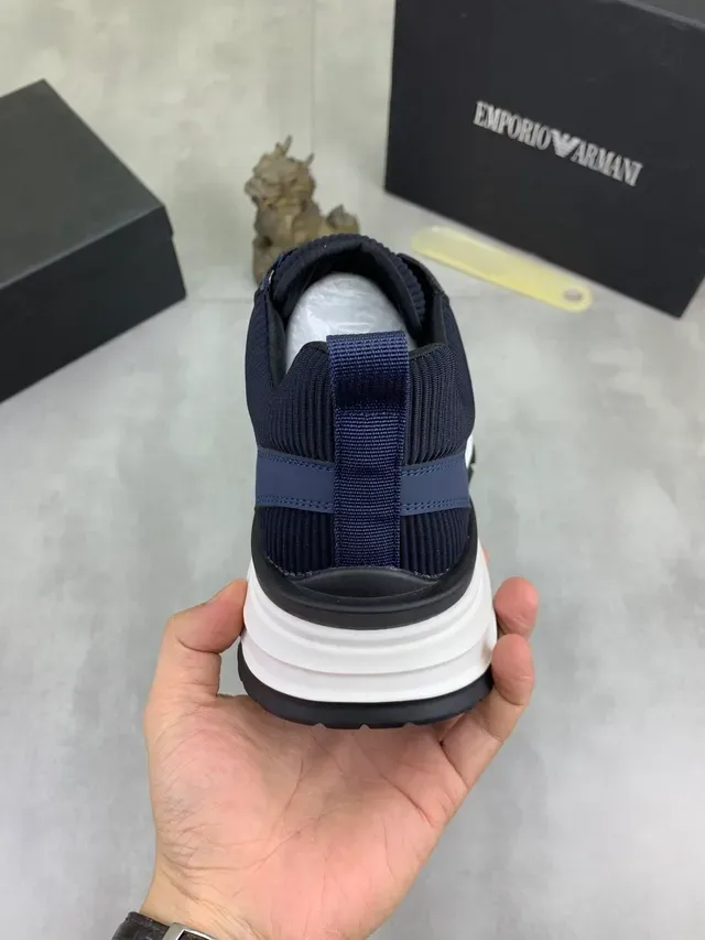 Emporio Armani Navy Knit Slip-On Lifestyle Sneakers 4
