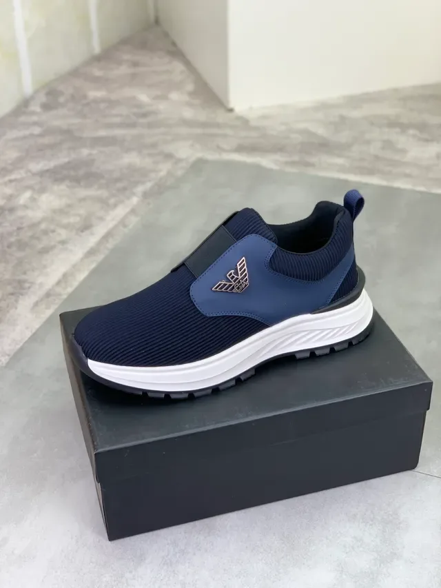 Emporio Armani Navy Knit Slip-On Lifestyle Sneakers 5