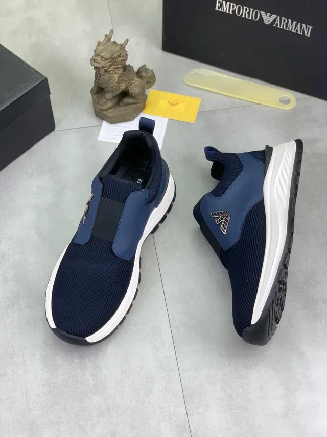 Emporio Armani Navy Knit Slip-On Lifestyle Sneakers 6