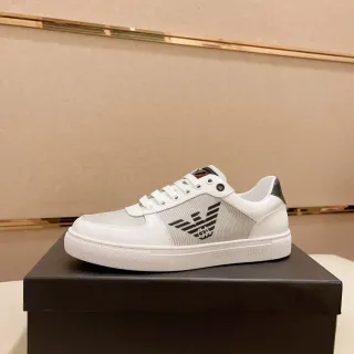 Emporio Armani White Black Low-Top Mixed-Material Upper Lifestyle Sneakers