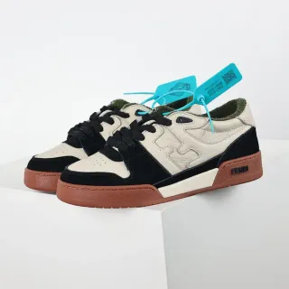 Fendi Beige Black Stitched FF Monogram Overlay Contrast Suede And Leather Panels Lifestyle Sneakers