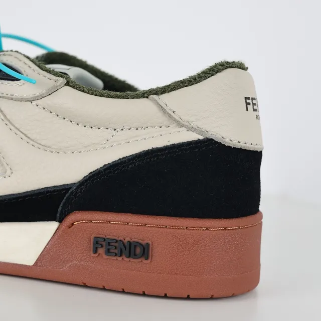 Fendi Beige Black Costuras FF Monograma Overlay Contrast Suede Y Leather Panels Zapatillas Lifestyle 4