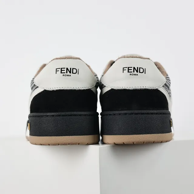 Fendi Noir Blanc avec Couches de Pata de Gallo et Daim Supérieur Cuir FF Monogram Overlay Chaussures Lifestyle 8