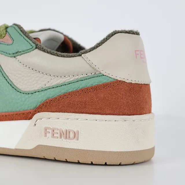 Fendi حذاء رياضي بني أخضر ملون متعدد المواد نمط حياة 4