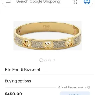 Fendi F Is Fendi Gold-Tone Pavé Crystal Double-F Logo Cuff Bracelet