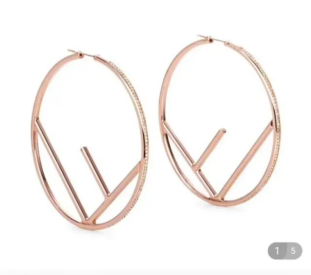 Fendi FF Hoop brincos aro dourados prateados motivo geométrico abertos 2