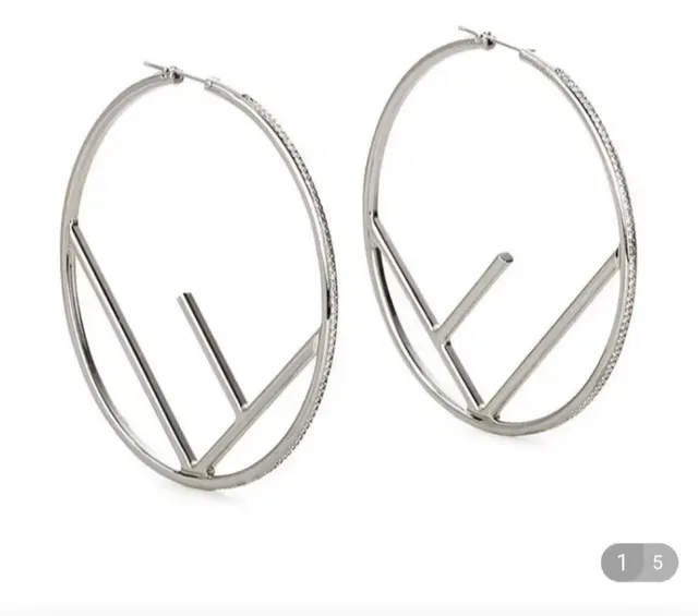 Fendi FF Hoop brincos aro dourados prateados motivo geométrico abertos 3