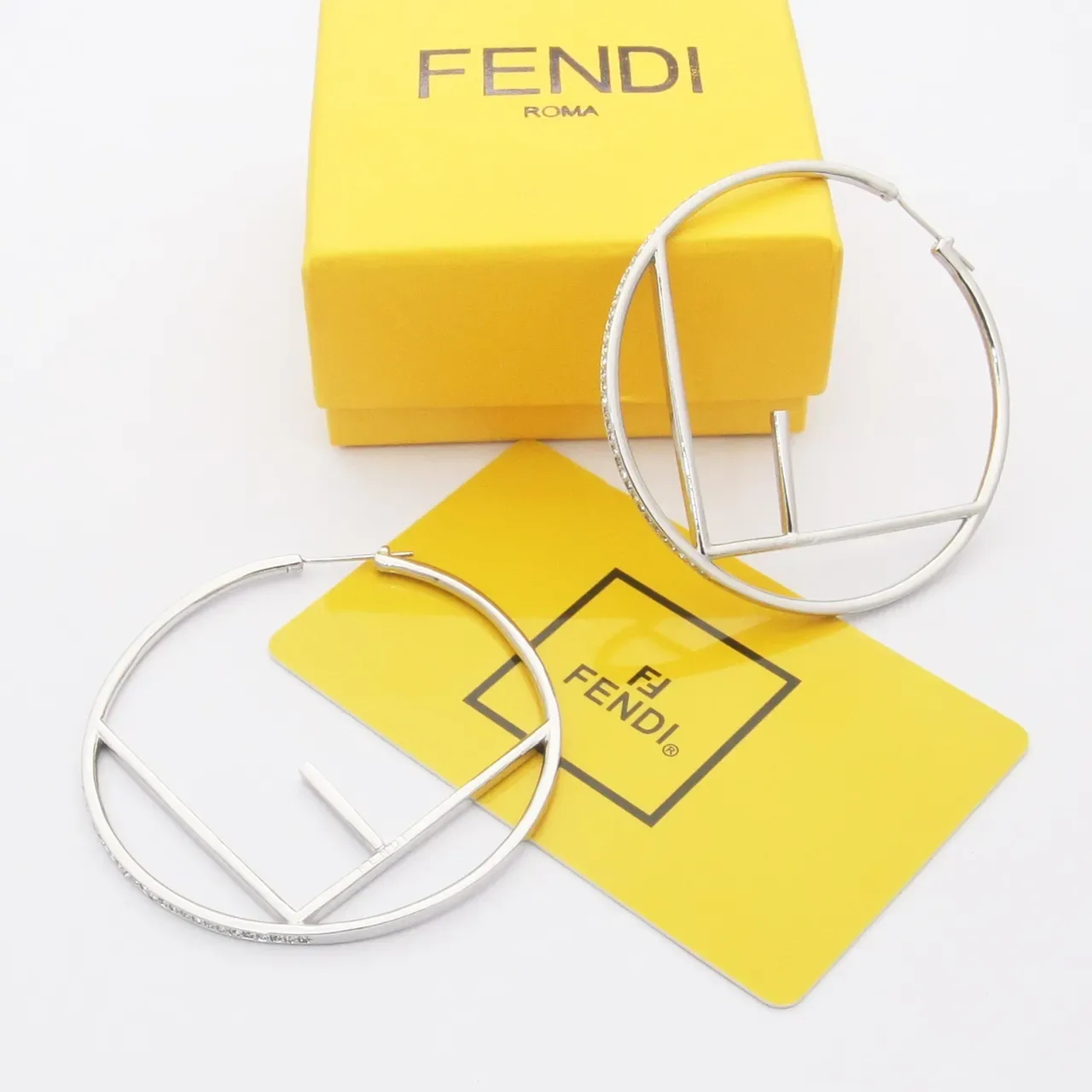 Fendi FF Hoop brincos aro dourados prateados motivo geométrico abertos 5