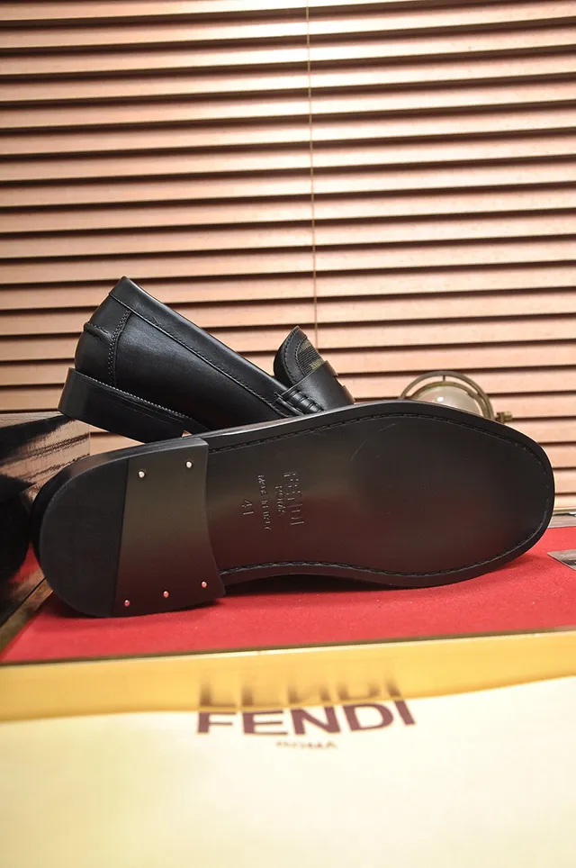 Fendi FF Loafer Noir Beige Cuir Zucca Tissu Vamp Loafer 7