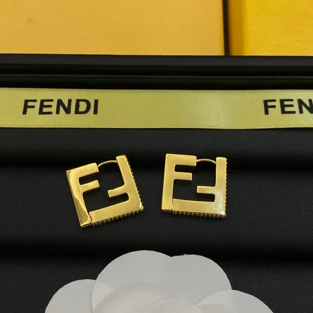 Fendi FF Logo Gold-Tone Pavé Crystal Square Pendant Necklace 2