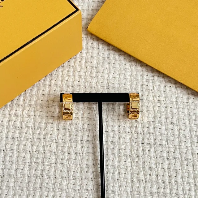 Fendi FF Logo Hoop Gold motif transparent Boucles d'oreilles 4