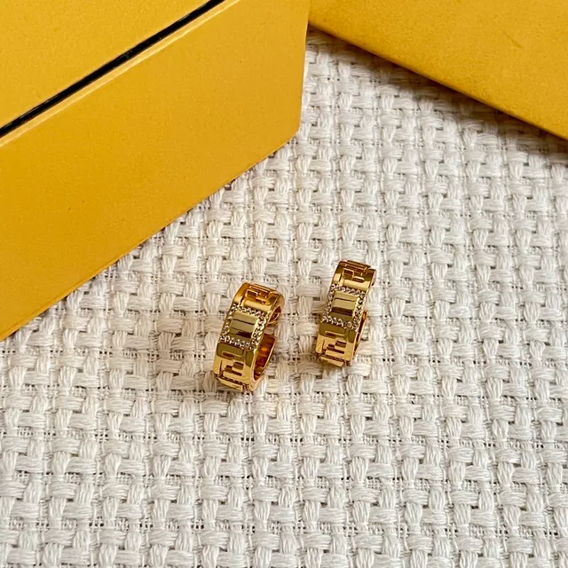 Fendi FF Logo Hoop Gold motif transparent Boucles d'oreilles 5