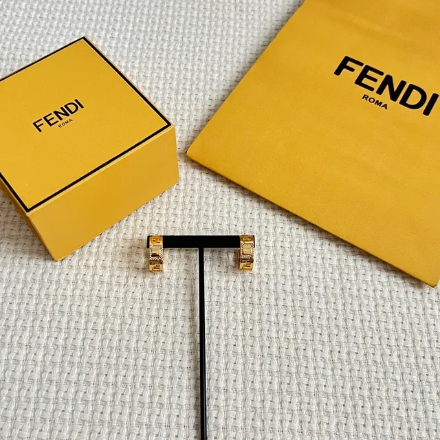 Fendi FF Logo Hoop Gold motif transparent Boucles d'oreilles 6