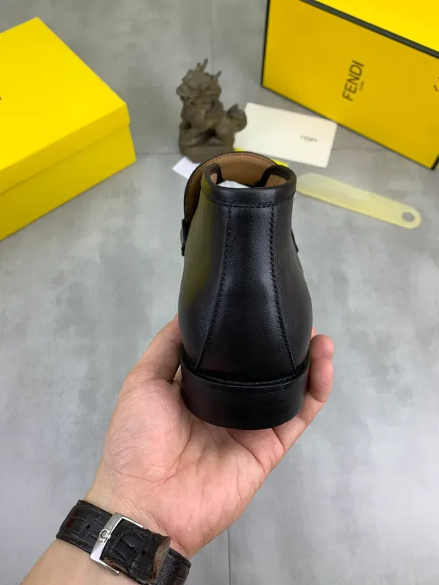 Fendi FF Logo Mocassins Noir Brun Cuir Monogramme Jacquard Mocassins 4