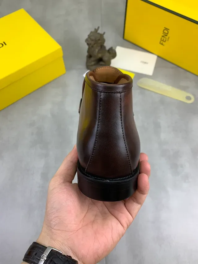 Fendi FF Logo Mocassins Marron Cuir Boucle Horsebit 3