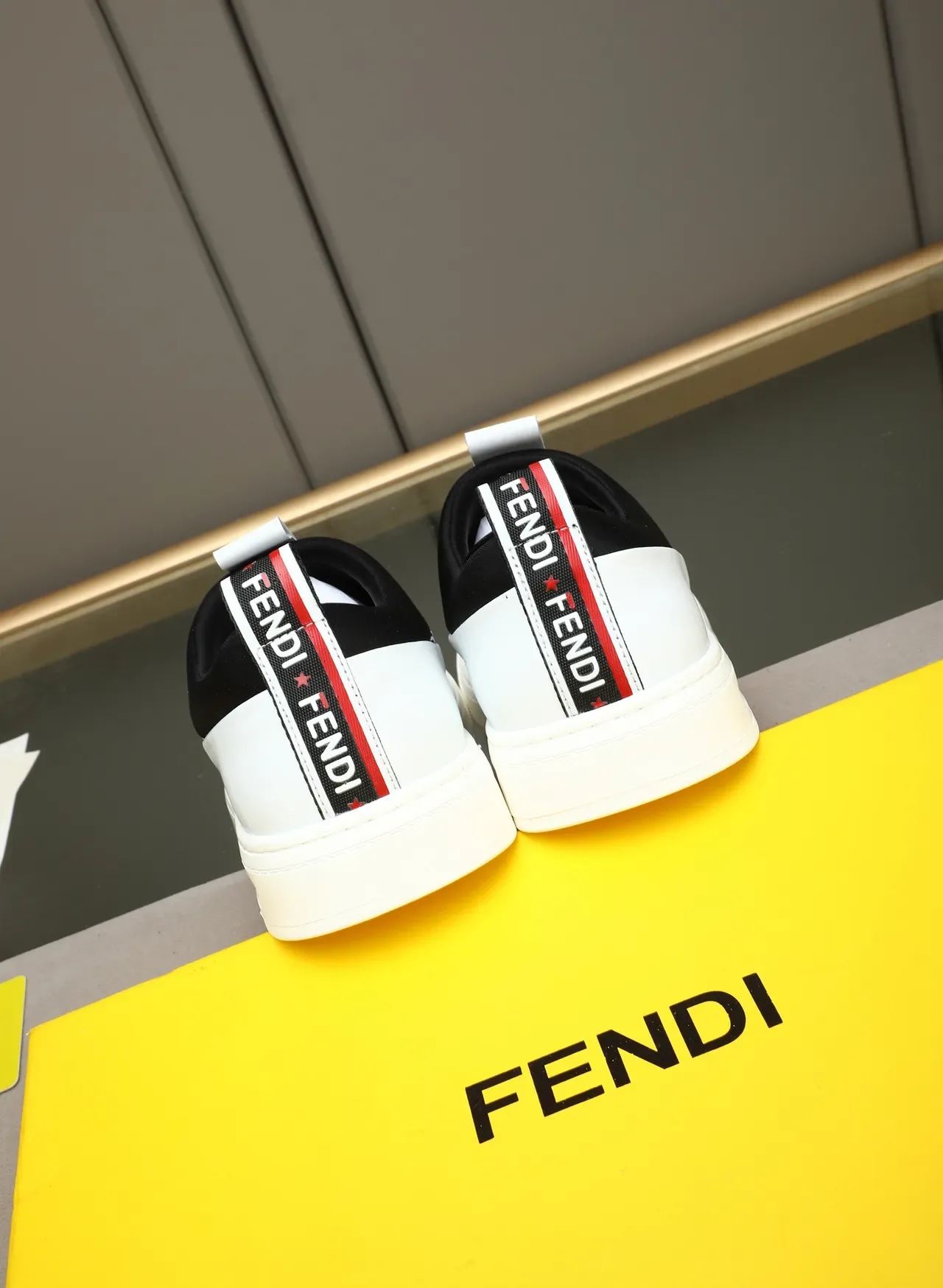 Fendi FF Slip-On Tan Black White Sneakers Lifestyle 3
