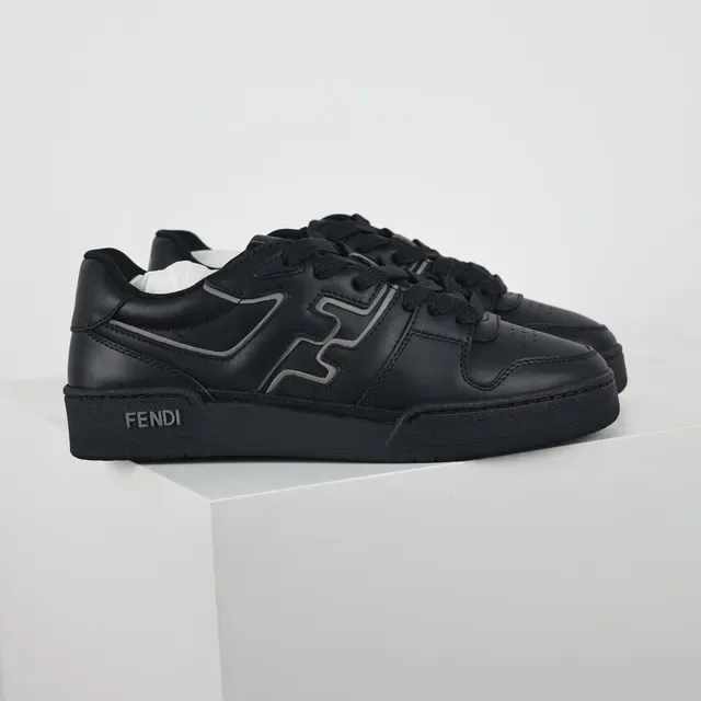 Fendi First Zapatillas Lifestyle de Cuero All-Black con Logo FF 3