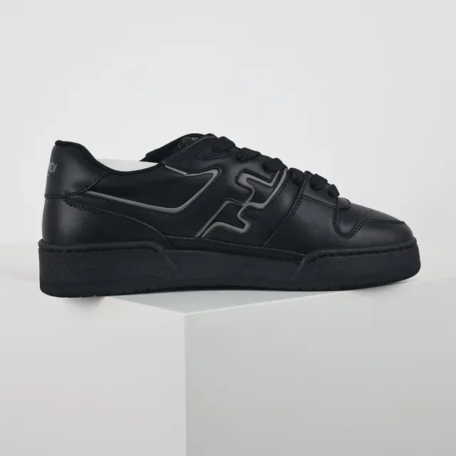 Fendi First Zapatillas Lifestyle de Cuero All-Black con Logo FF 7