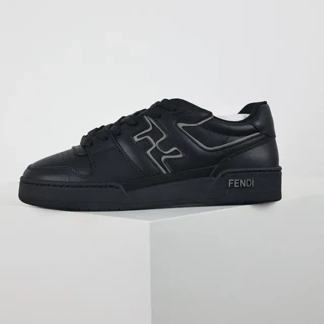 Fendi First Zapatillas Lifestyle de Cuero All-Black con Logo FF 9