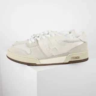 Fendi First Beige Brown Layered Suede And Textile Upper Tonal FF Motif Overlay Lifestyle Sneakers