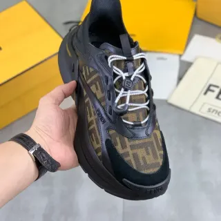 Fendi Runner FF Jacquard Black Brown Chunky Sneakers
