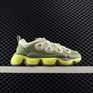 Fila PEASE Pea Shoes Olive Green and Lime Yellow Chunky Sneakers
