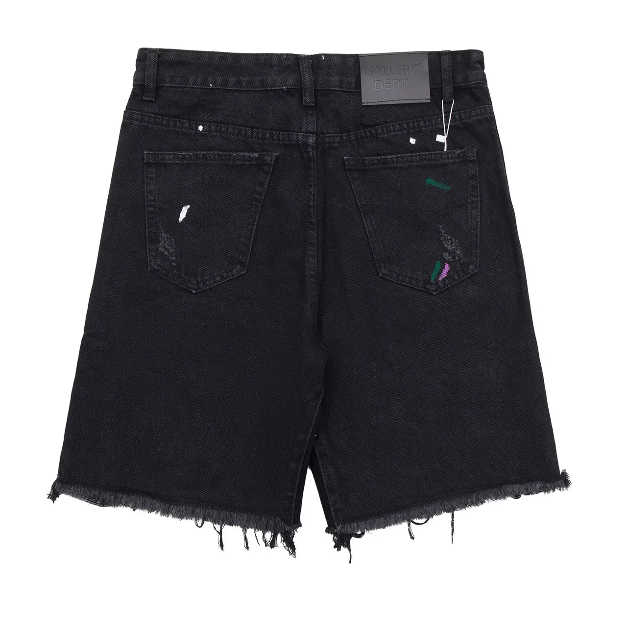 Gallery Dept Distressed Paint-Splattered Black Denim Shorts 3