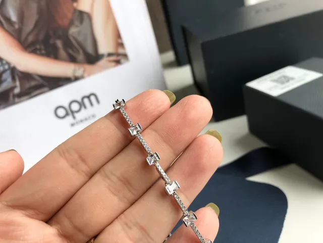 apm MONACO Geometric Pavé Square Link Necklace 4