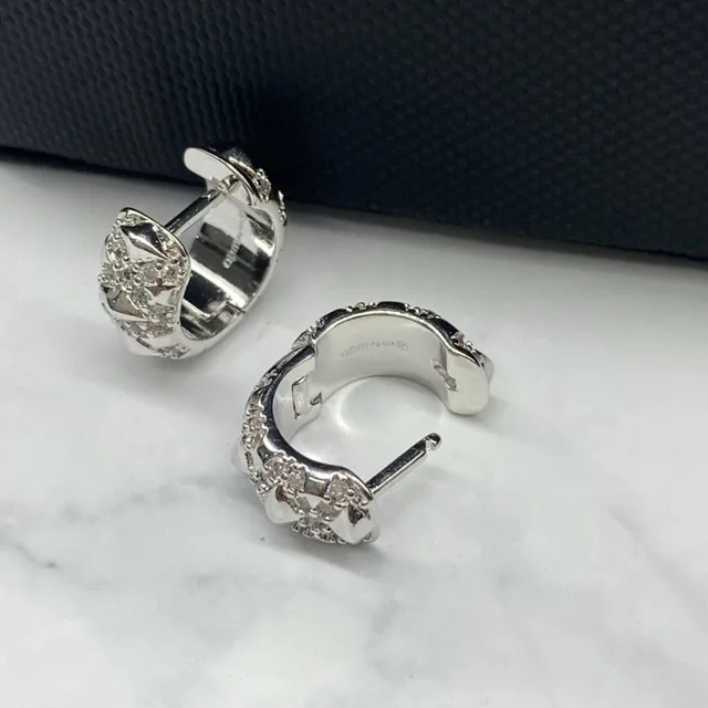 apm MONACO Pavé-Set Geometric Textured Hoop Earrings 5