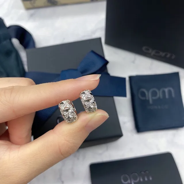 apm MONACO Pavé-Set Geometric Textured Hoop Earrings 6