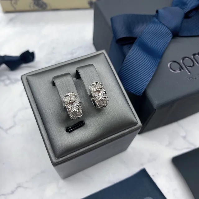 apm MONACO Pavé-Set Geometric Textured Hoop Earrings 8