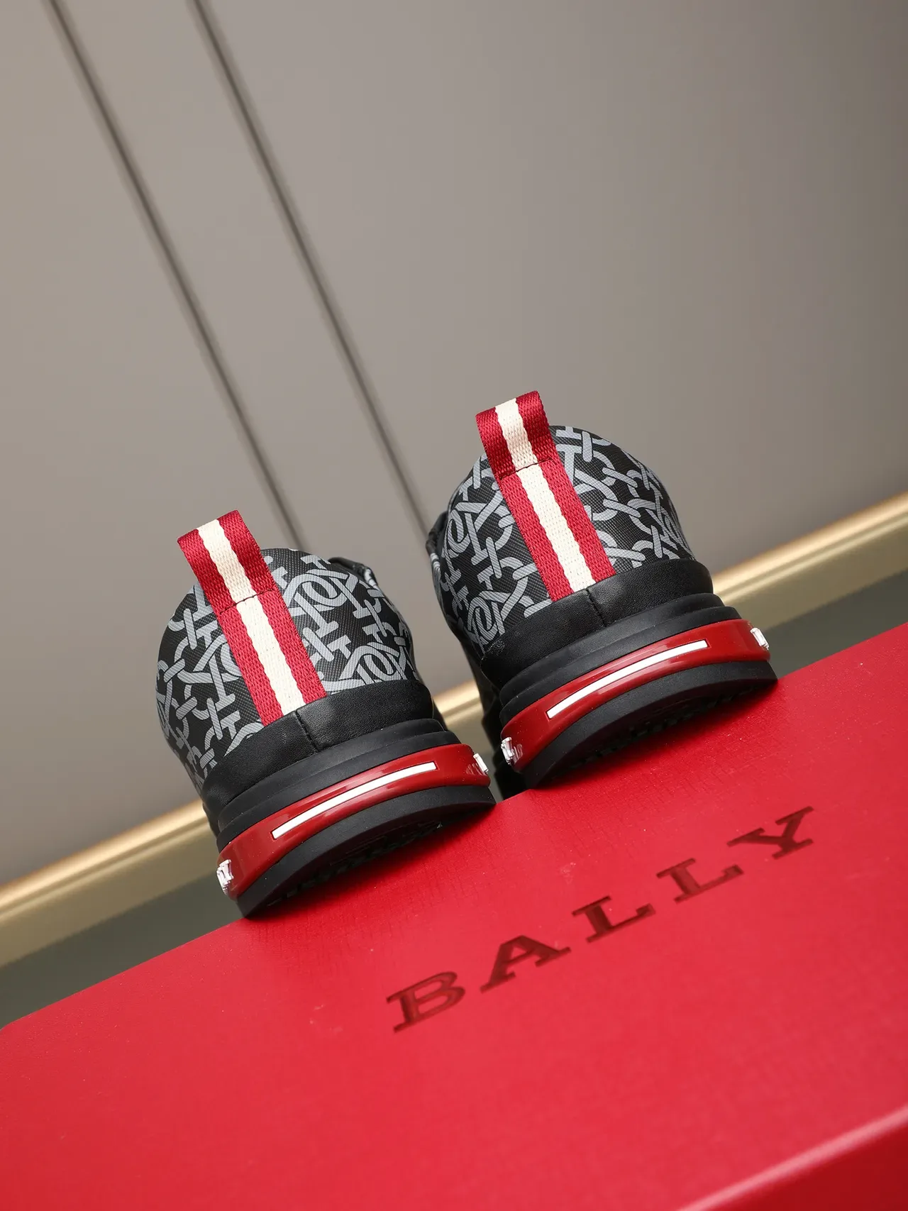 BALLY Monogram-Print Black and Red Platform Lifestyle Sneaker 3