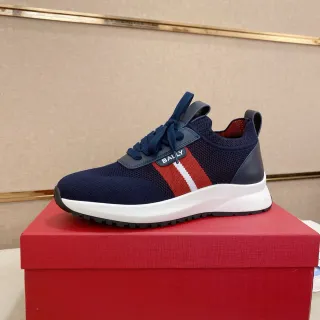 Bally Tênis Lifestyle Navy Red com Upper de Malha e Acento de Listras Laterais