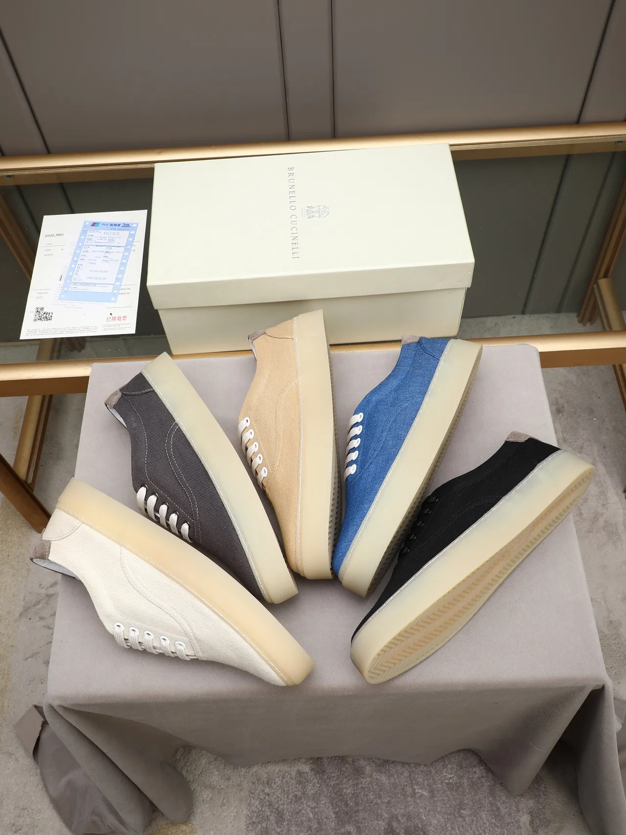 Beige Brown Low-Top Upper Canvas Shoes 2