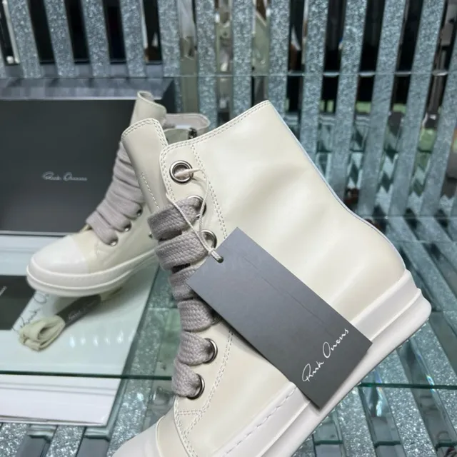 Beige Gray High-Top Woven Wide Laces Ankle Boots 4