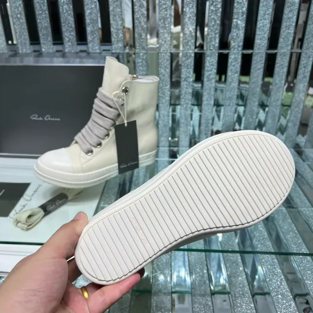 Beige Gray High-Top Woven Wide Laces Ankle Boots 8