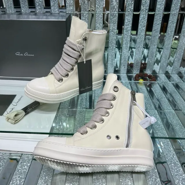 Beige Gray High-Top Woven Wide Laces Ankle Boots 9
