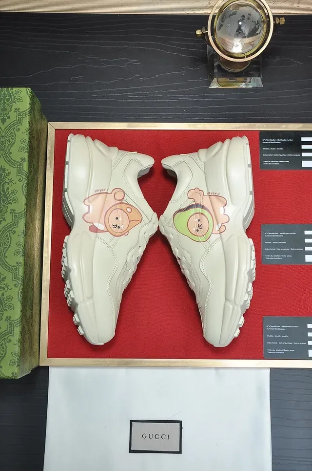 Beige Pink Chunky Sole Cartoon Graphic Sneakers 3
