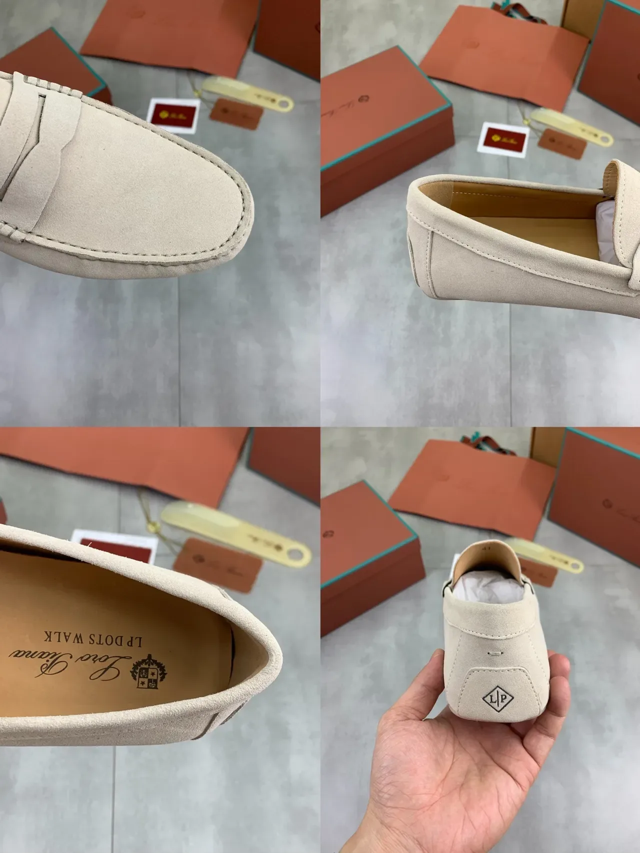 Beige Suede Penny Strap Loafers 2