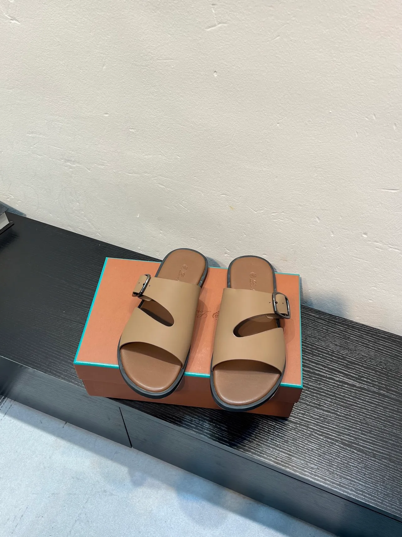 Beige Two-Strap Buckle Slide Casual Sandals 2