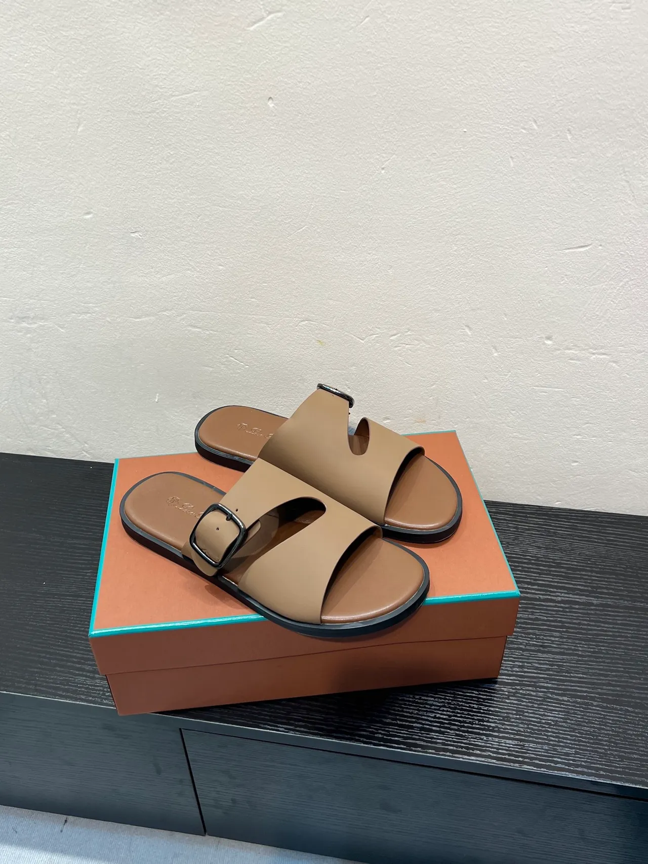 Beige Two-Strap Buckle Slide Casual Sandals 5