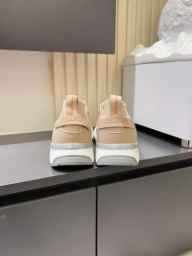 Beige White Knit Upper Sculpted Midsole Sneakers 2