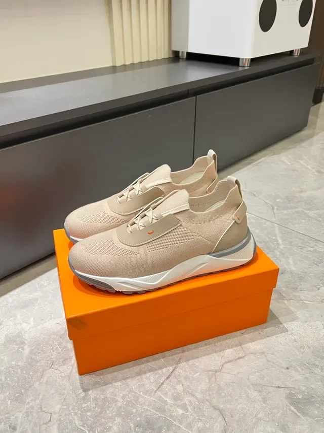 Beige White Knit Upper Sculpted Midsole Sneakers 5