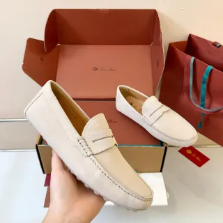 Beige White Penny Suede Upper Loafer